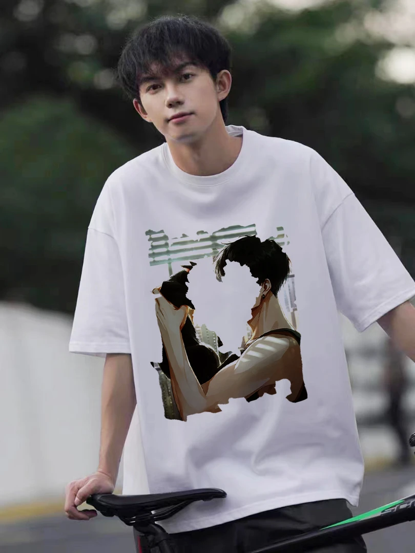 潮流街头设计感美式休闲纯棉圆领短袖t恤男夏季个性半袖宽松上衣