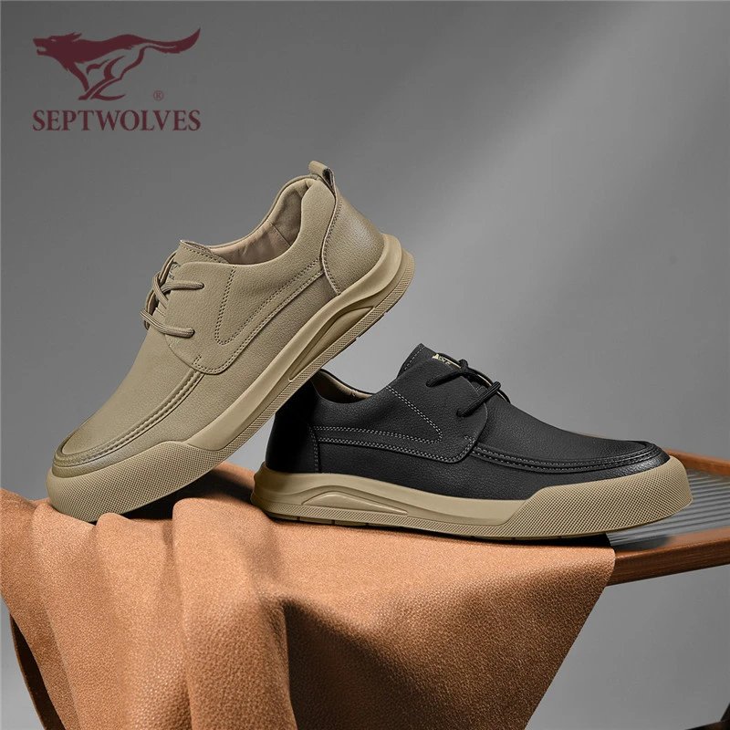 七匹狼2025年秋冬新款百搭时尚防滑经典英伦厚底系带复古休闲皮鞋