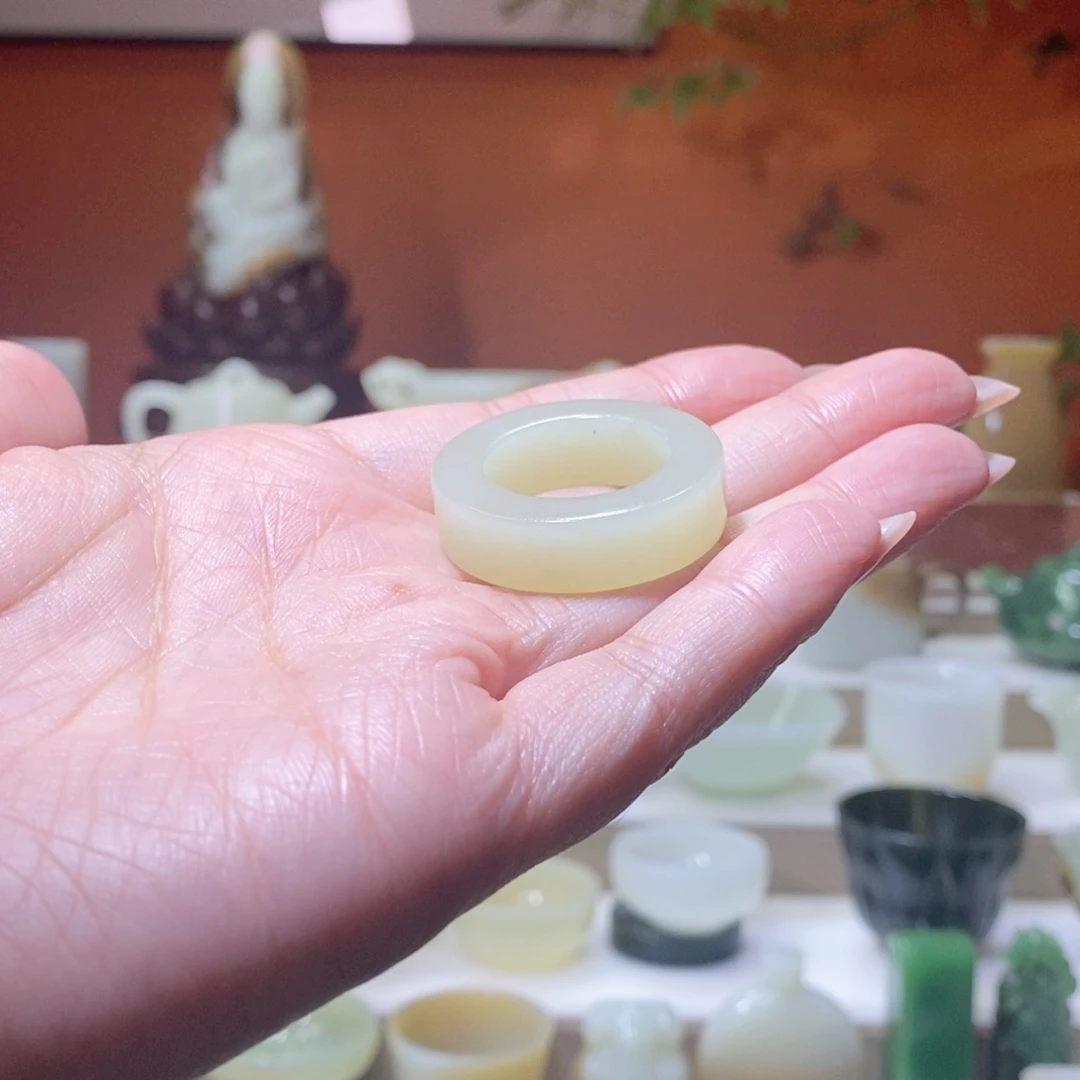 未镶嵌和田玉把件和田玉若羌黄口戒环20mm