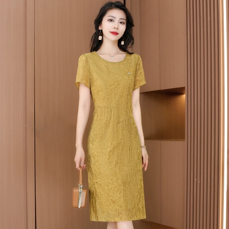 休闲纯棉气质连衣裙2025新款夏妈妈装爆款裙子小个子时尚洋气女装