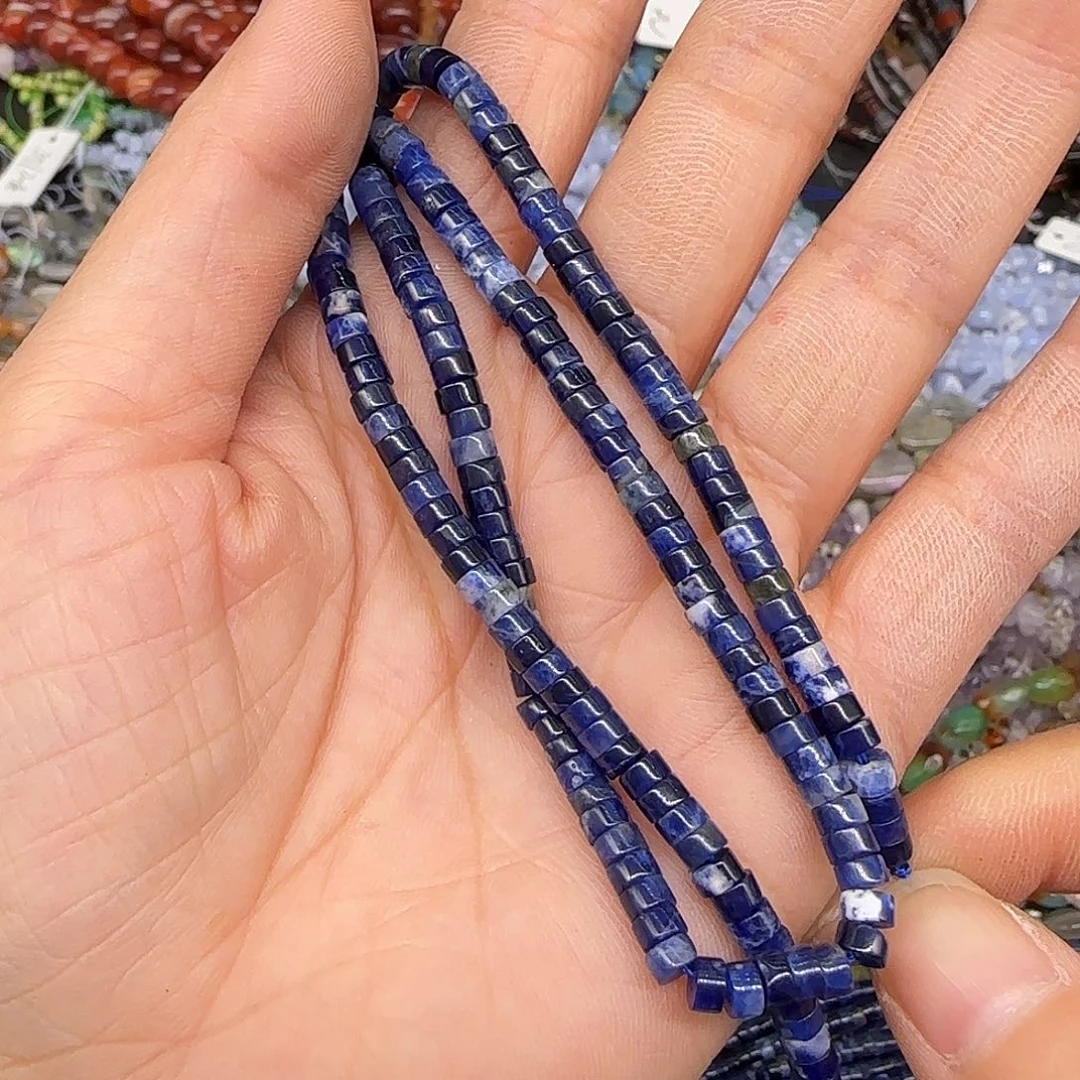 玛瑙/玉髓合金珠宝半成品蓝纹石4mm一条