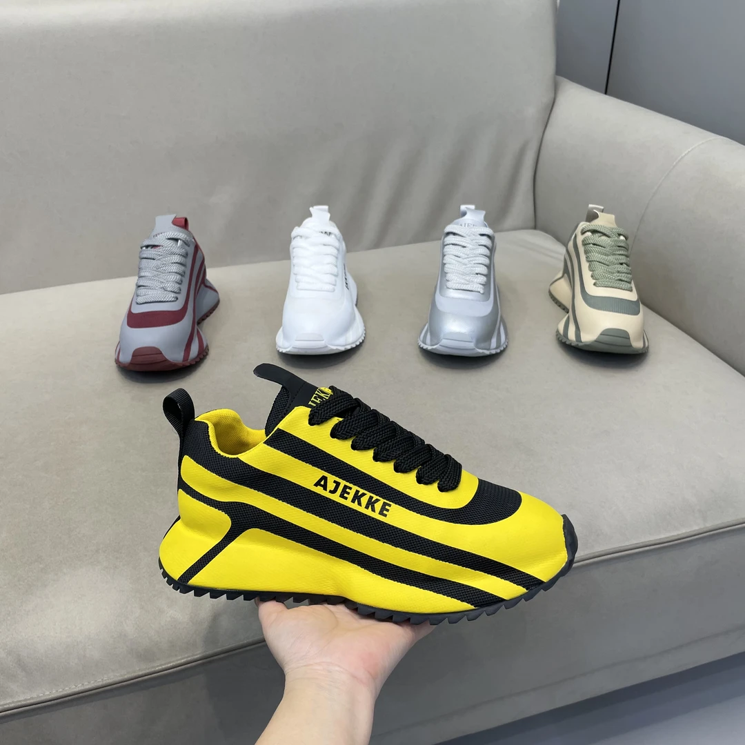 夏运动休闲鞋拼色包底时尚休闲鞋系带透气网面鞋