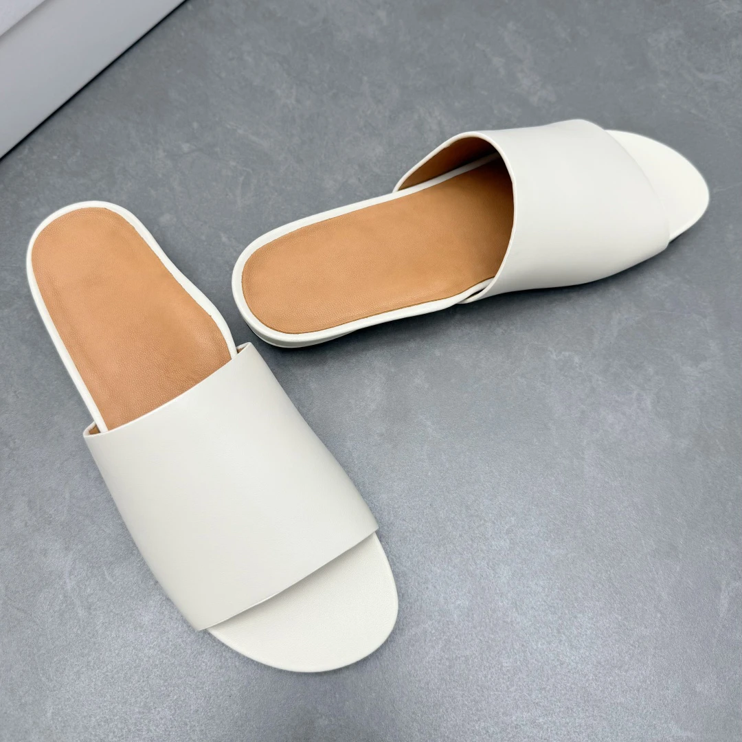 外贸全真皮一字拖女款2025夏季新款小羊皮女士拖鞋外穿舒适百搭