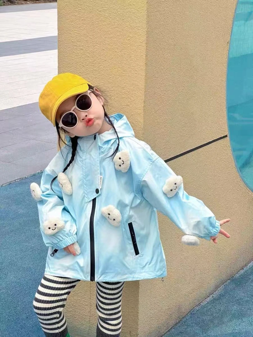 女童冲锋衣款外套可爱春秋外出上衣女宝防风防水外衣CM0201T