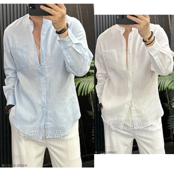 【阿福欧品】BLT男士夏季超轻薄亚麻防晒衬衫