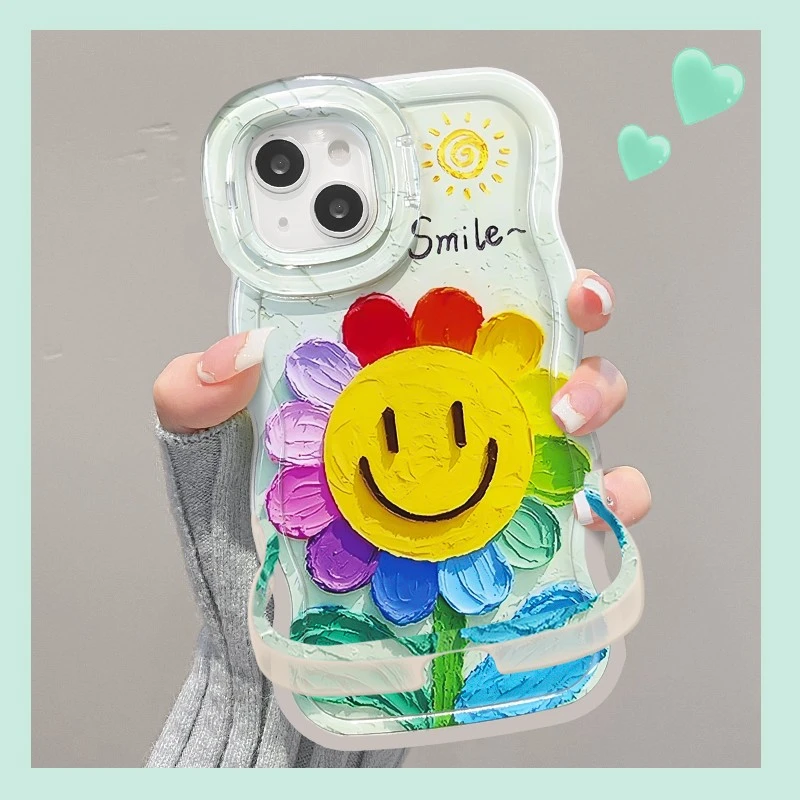 太阳花适用苹果15华为oppo/vivo小米iPhone16板凳双支架手机壳