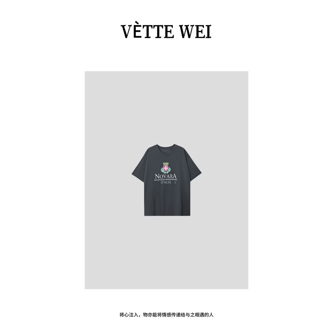VÈTTE WEI  皇冠麦穗字母印花T恤  86418