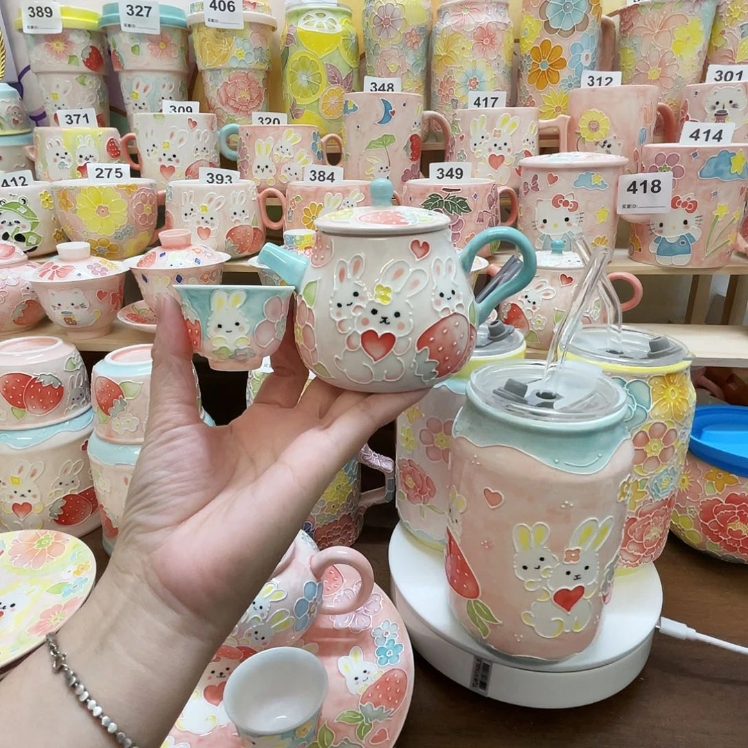瓷片微瑕玉泥茶壶套装12号