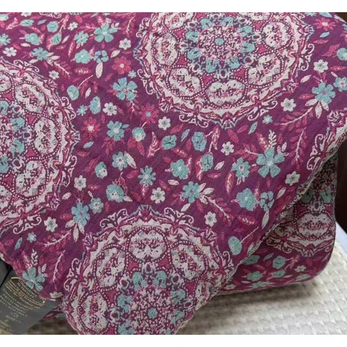 【椰壳扣枕套】恋花-梅紫色棉麻枕套48*74cm两条装
