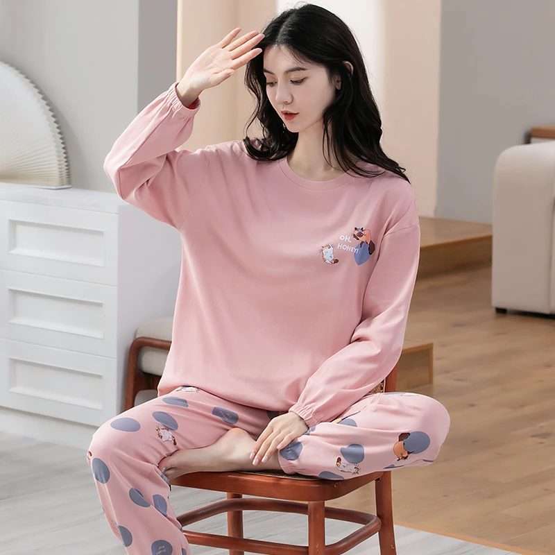 帕兰朵文艺风女士睡衣宽松大码长袖纯棉秋冬季2025年新款单女套装