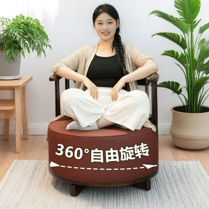 全实木老榆木360度旋转沙发酒店阳台客厅卧室书房民宿沙发椅子