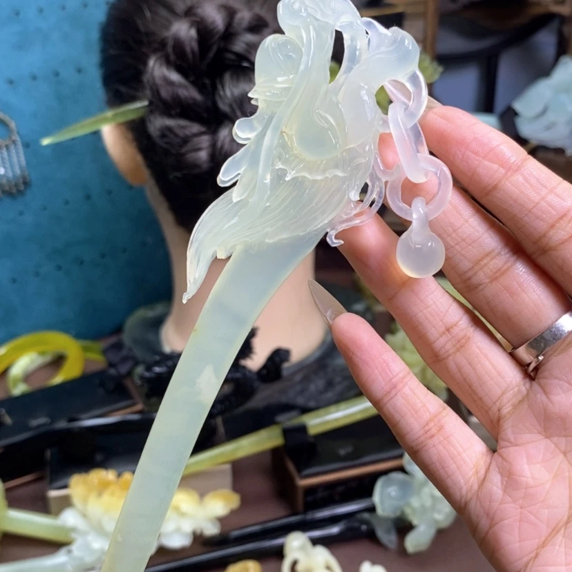 【闪购商品】蛇纹石玉未镶嵌发饰珍**世