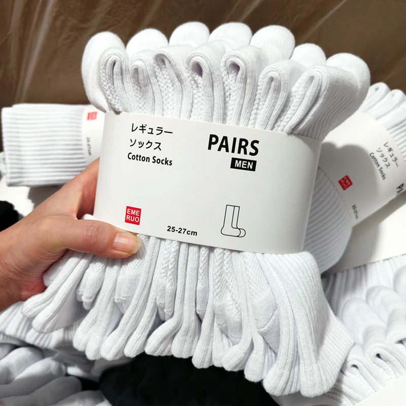 熊神棉品新款爆款男士夏季透气中筒运动袜子男士夏季薄款白袜子