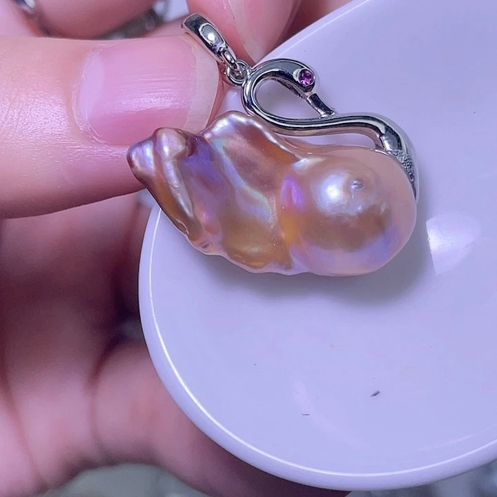 淡水珍珠银S925镶嵌颈饰14
