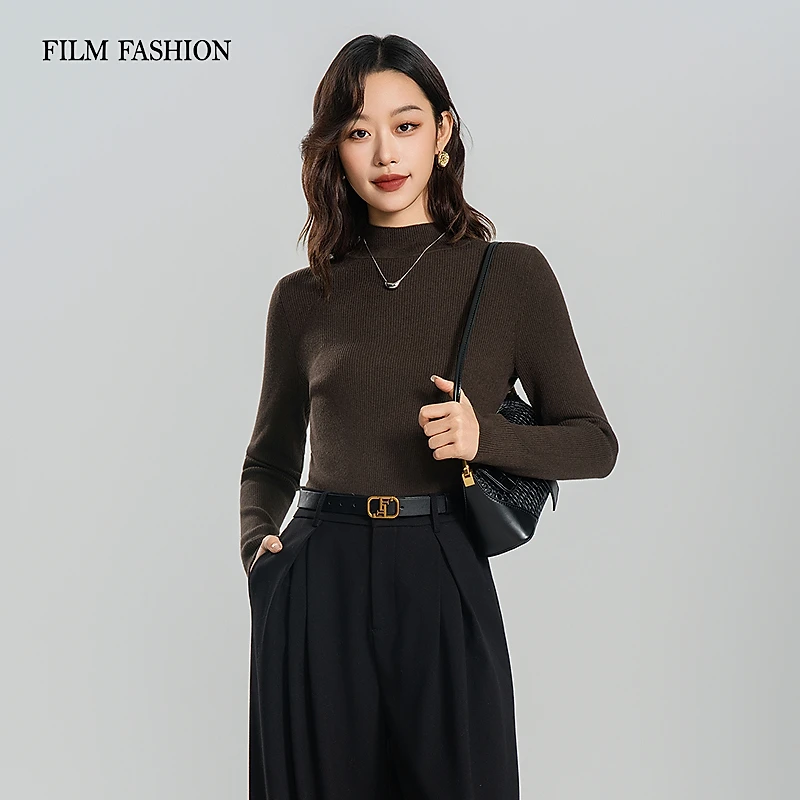 【小花专属】2025冬季新款半高领修身毛织打底衫上衣女FGCM841008