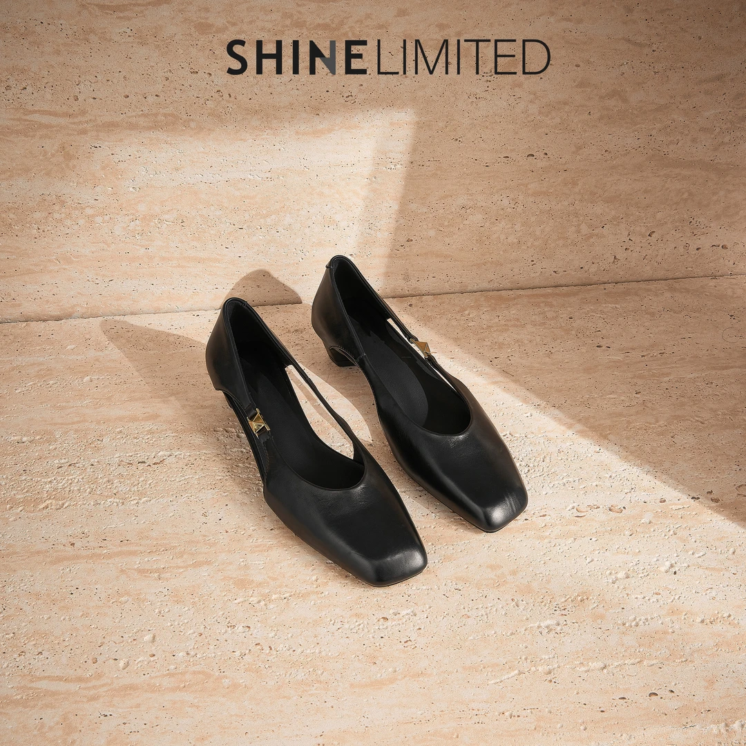 SHINELIMITED广州手工鞋胎牛皮新款小方头百搭真皮单鞋女G1139