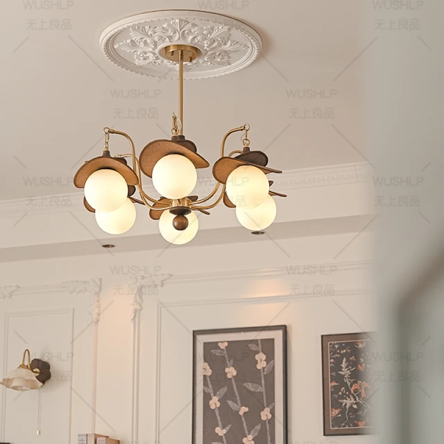 魔豆吊灯客厅主灯中古风法式复古大厅餐厅卧室灯实木灯具无上良品