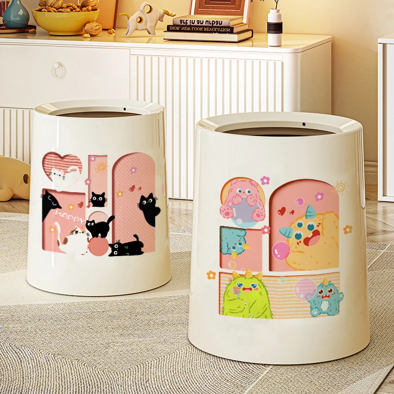 家用垃圾桶卫生间客厅可爱卧室纸篓垃圾篓加厚翻盖式垃圾桶家用