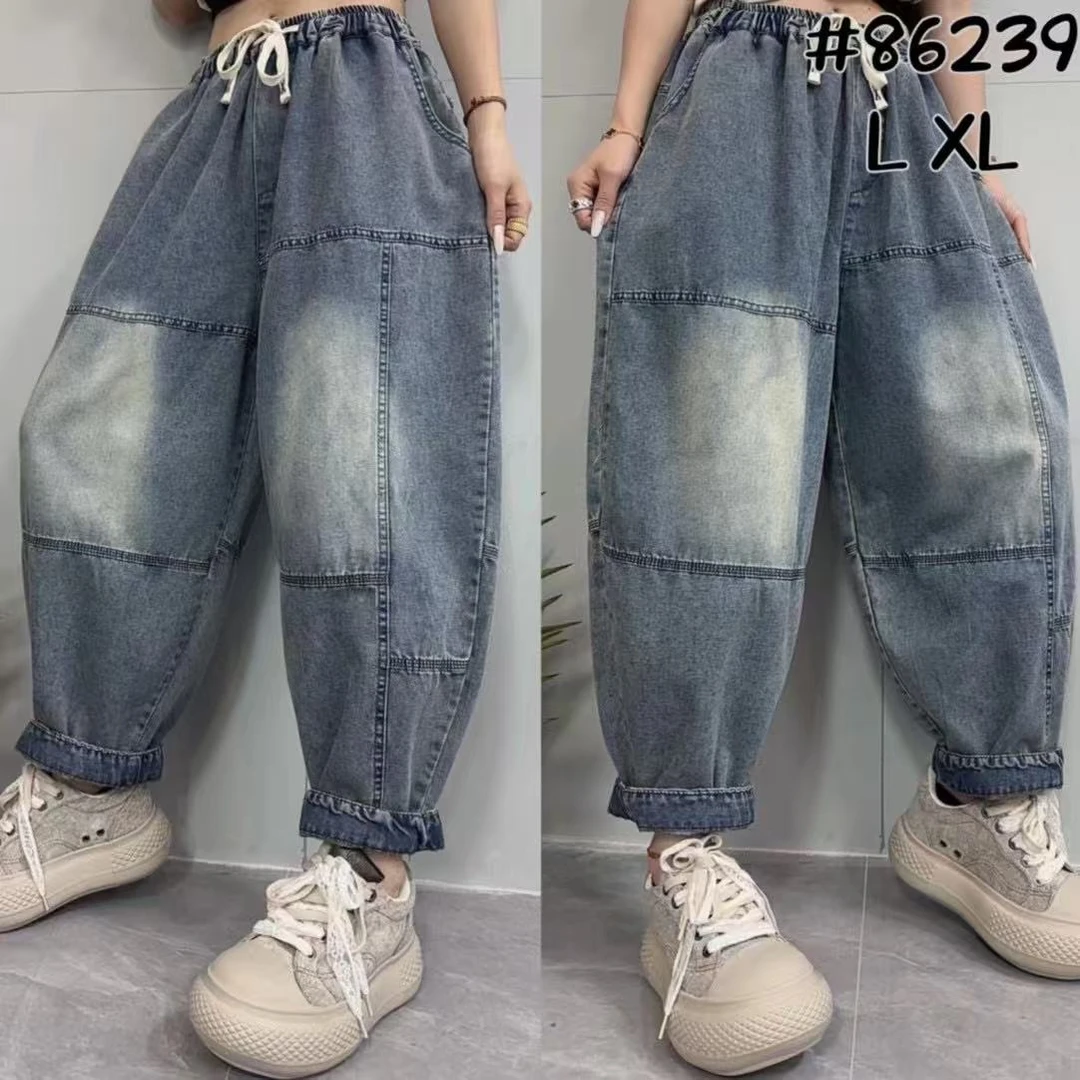 【光板夏季多款八分】大版潮流破洞文艺刺绣女牛仔裤显瘦哈伦宽松