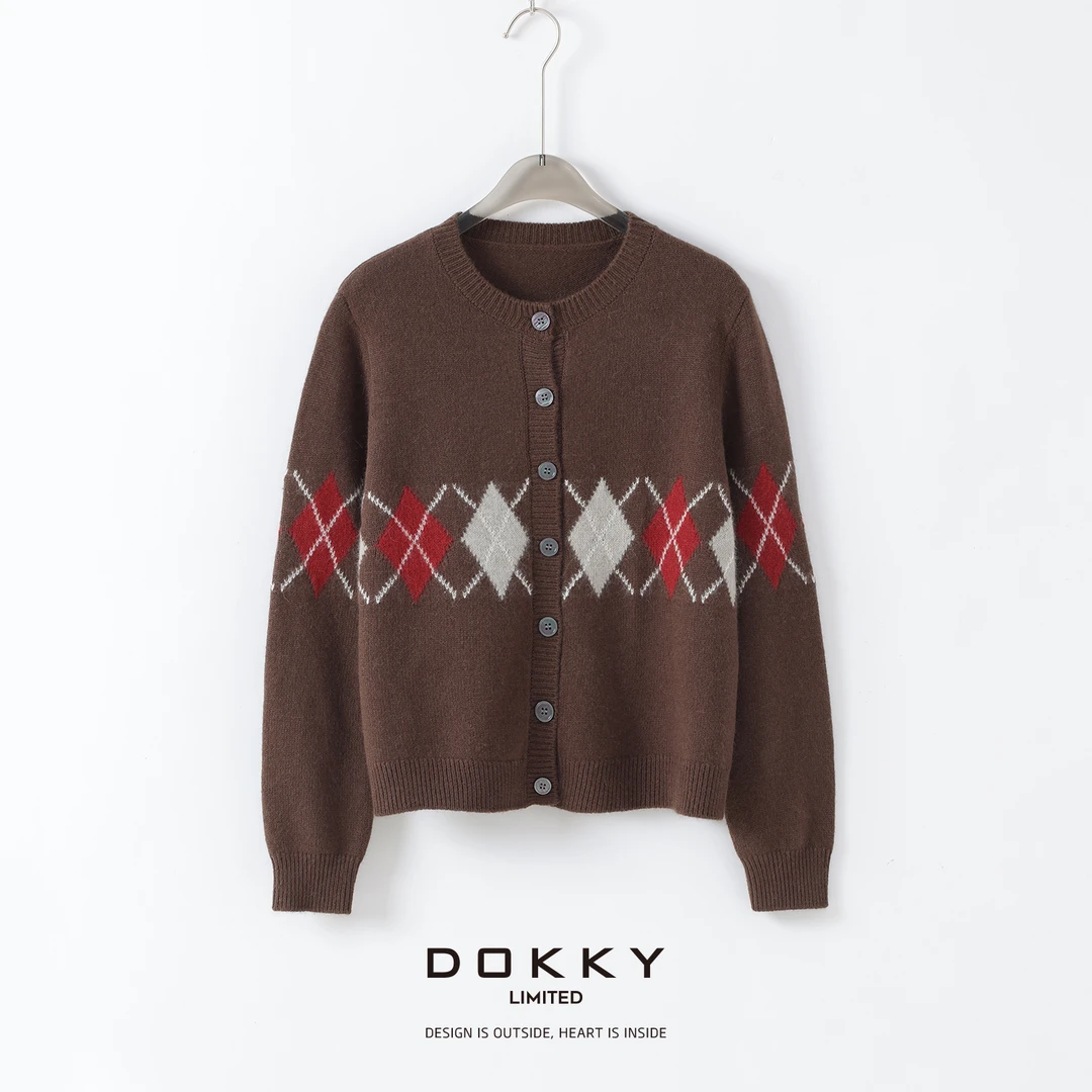 【缪系艺术家】DOKKY高定亲肤纱线.菱格提花.慵懒时髦|毛衣外套