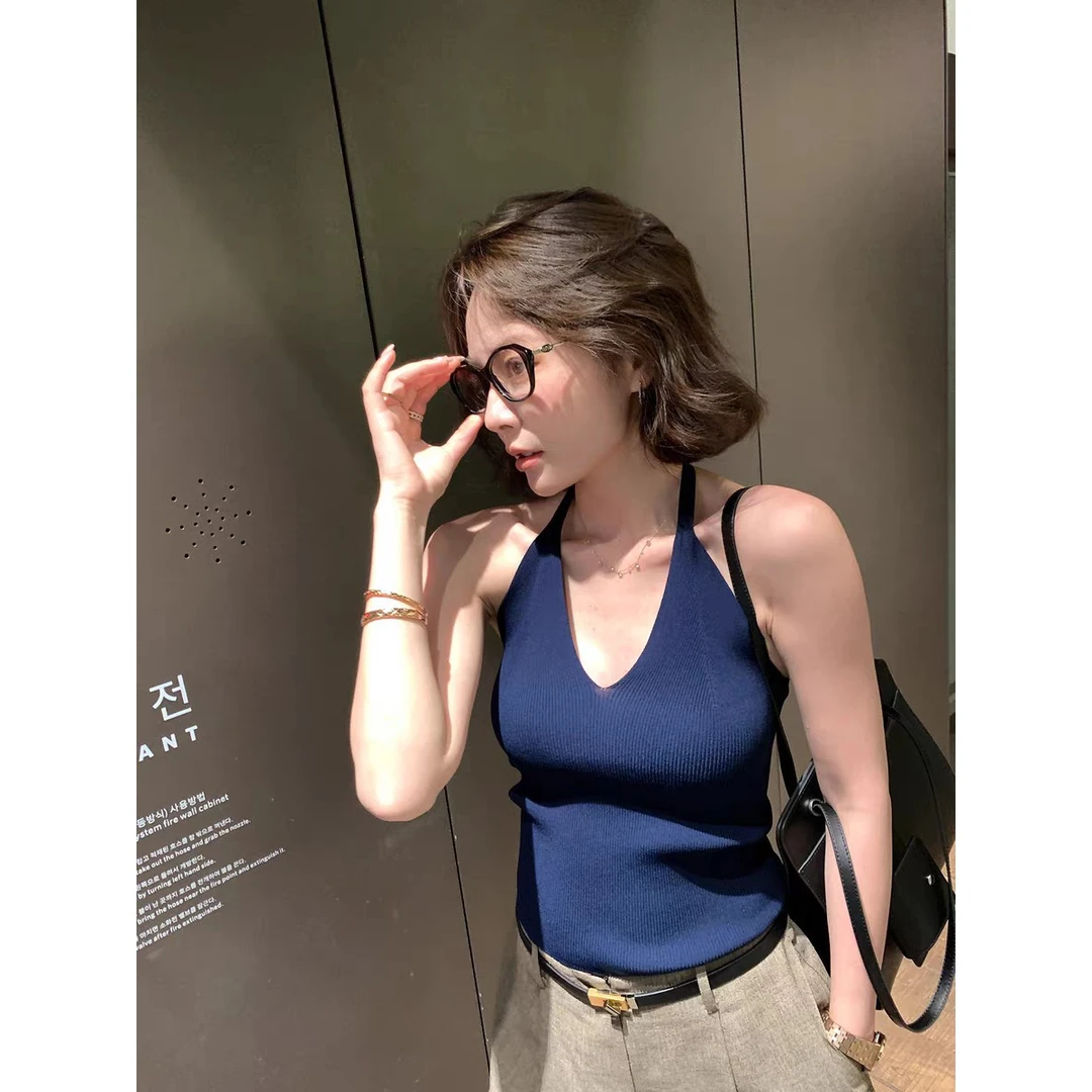 挂脖短款背心女2025夏季新款休闲气质吊带【娜家衣柜】