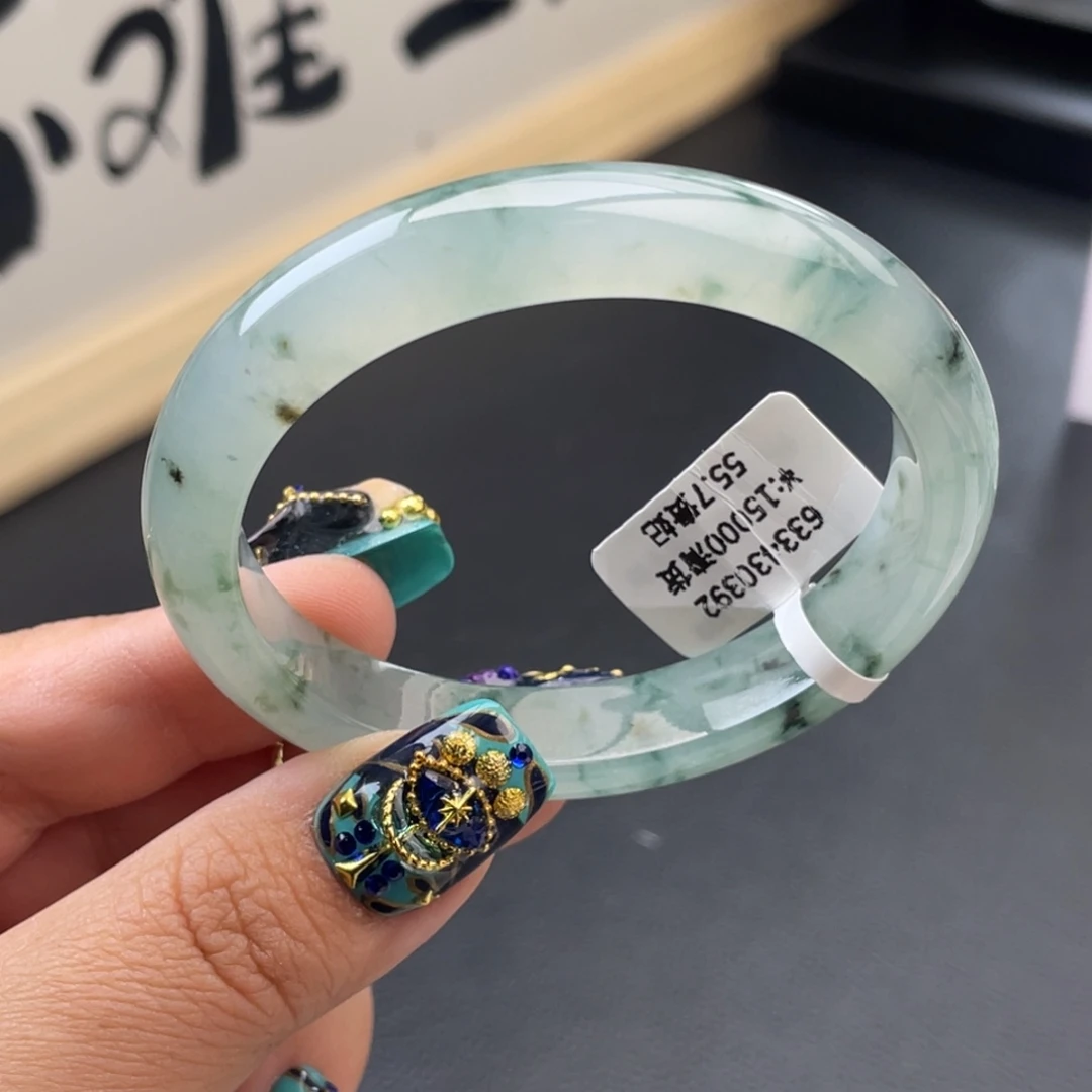 翡翠手镯未镶嵌回流）冰飘花贵妃手镯