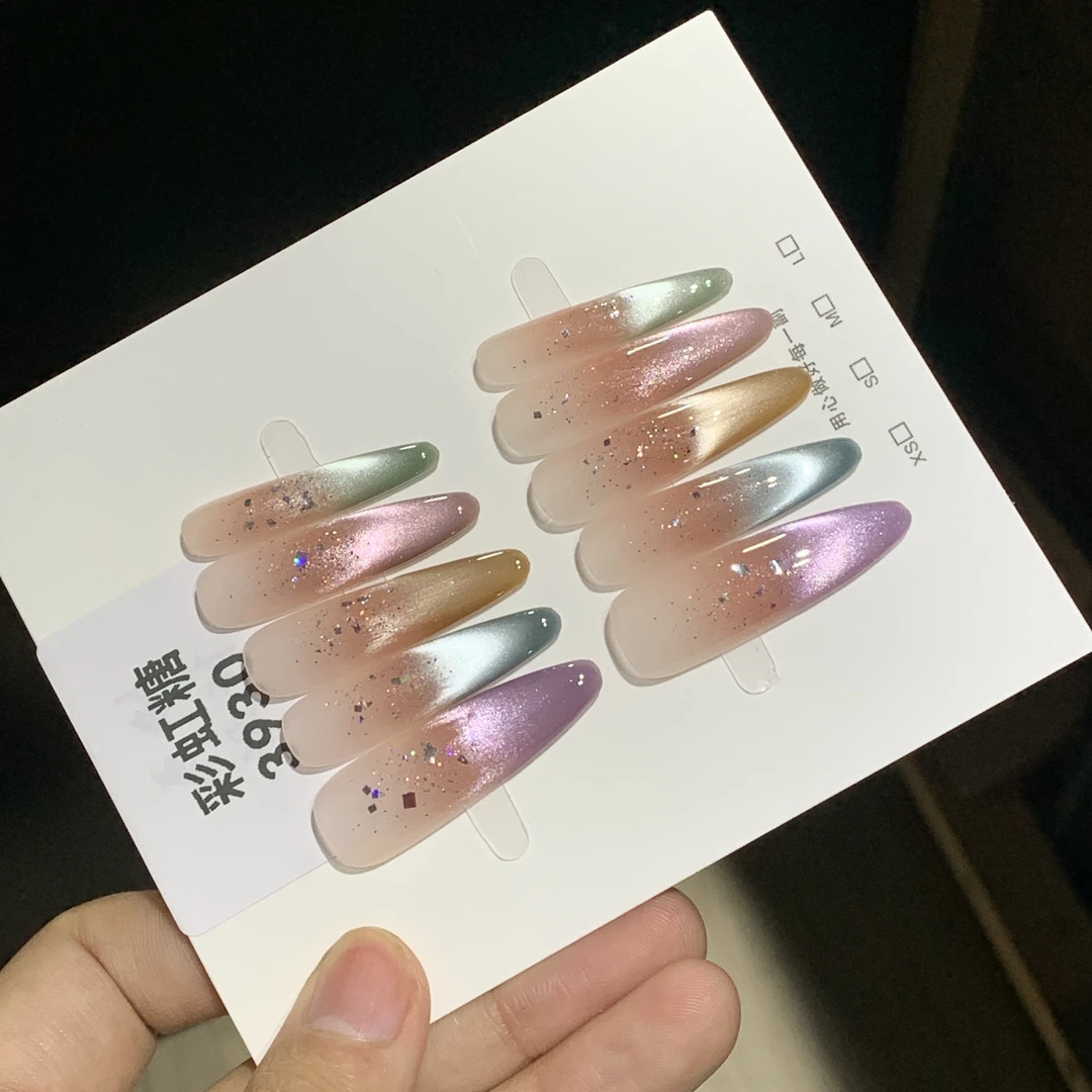 【彩虹糖】春日显白糖果色渐变美甲贴片纯手工穿戴甲