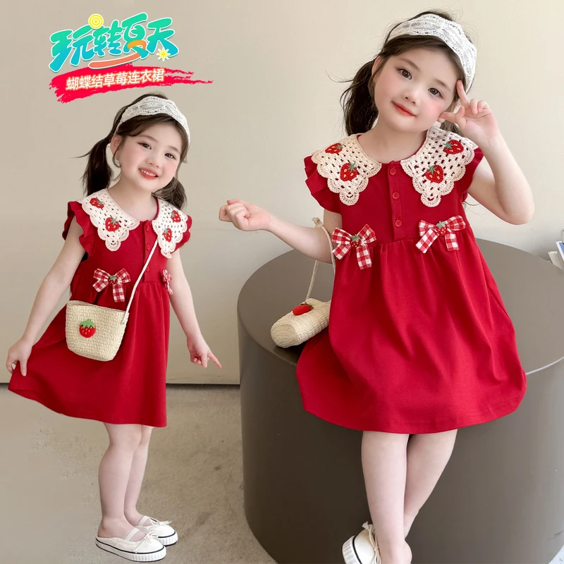 女宝宝连衣裙夏款周岁婴儿生日礼服夏装红裙洋气公主裙2025年新款