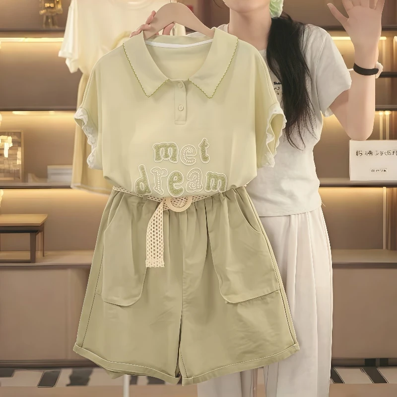 夏季女童休闲短袖T恤夏装新款亲子百搭儿童女童夏装套装短裤上衣