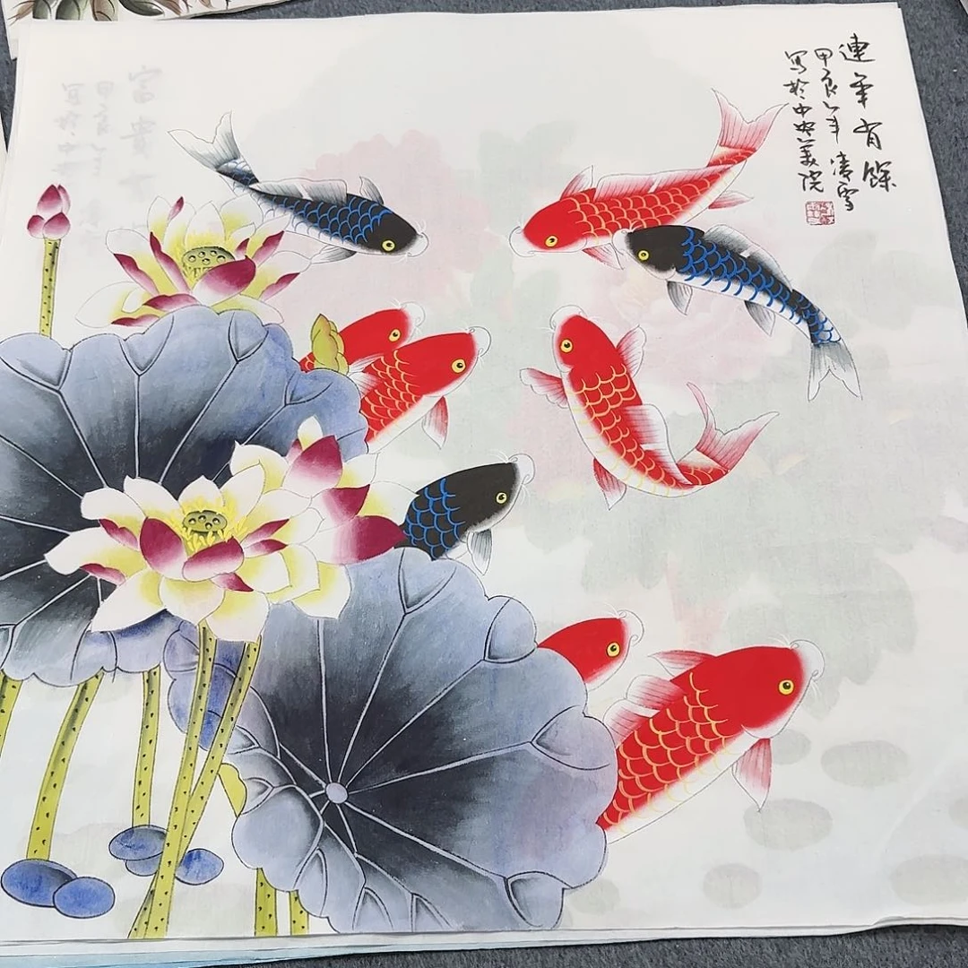 国画尺寸70X70手绘作品