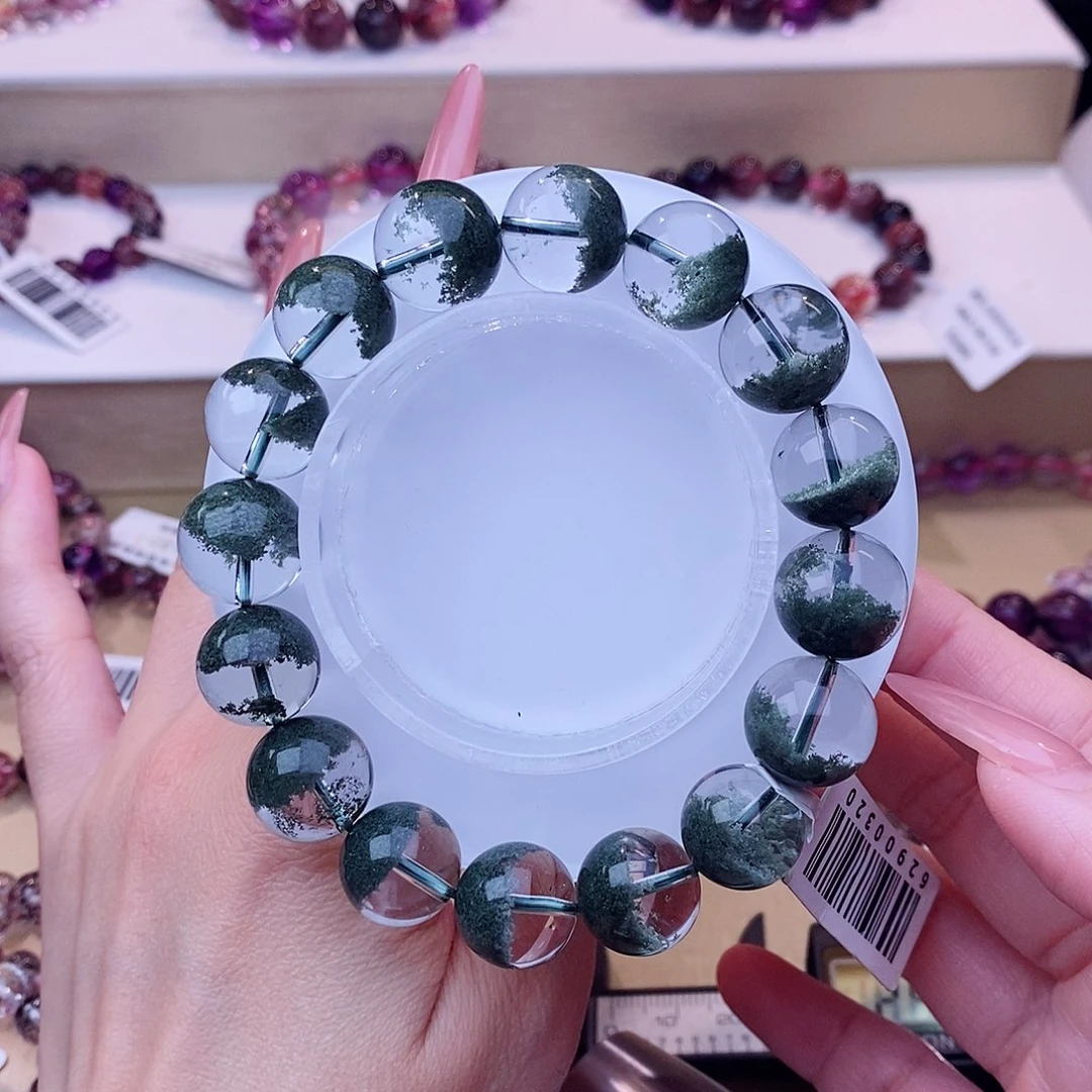 未镶嵌手链水晶聚宝盆绿幽灵13m+