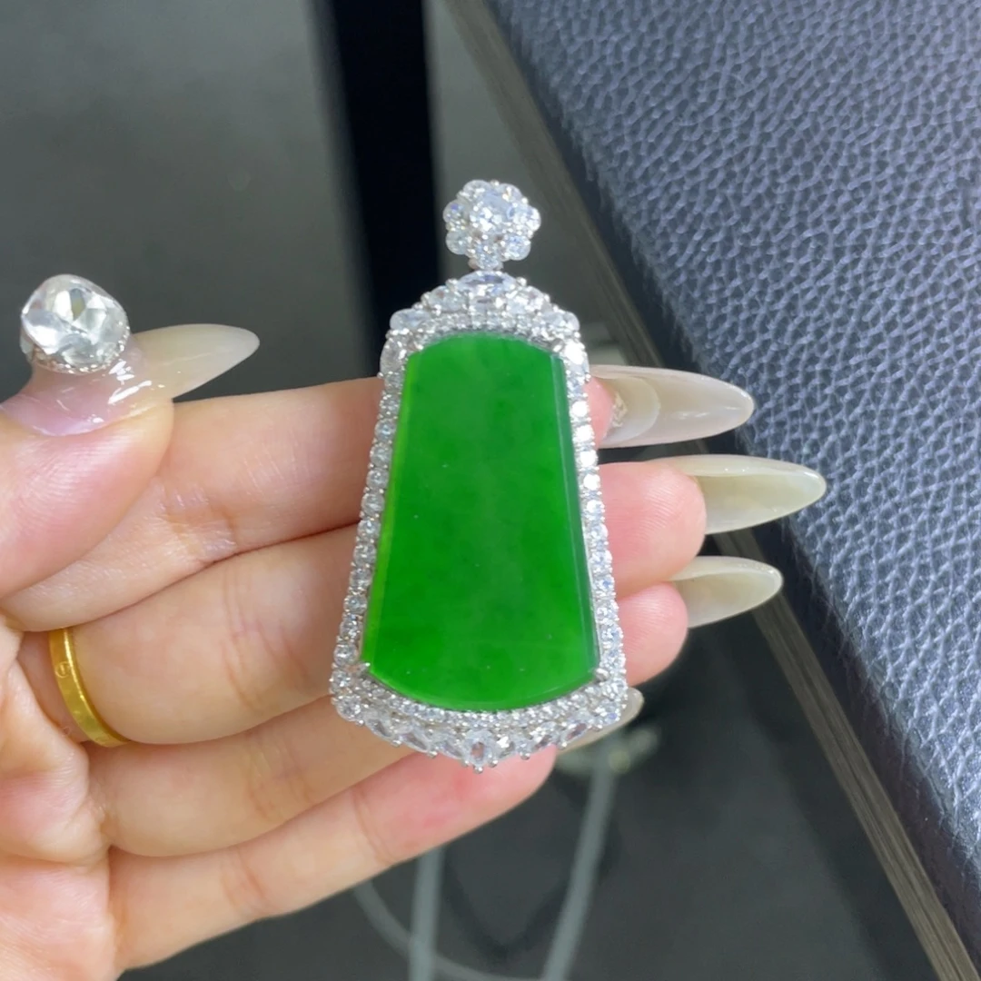 翡翠银S925镶嵌吊坠(不含链)