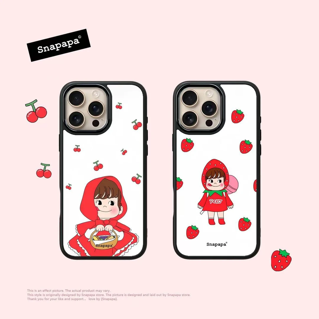 Snapapa《樱桃草莓Peko女孩》可爱全包磨砂Magsafe磁吸手机壳