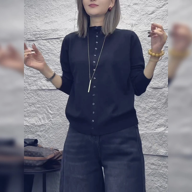 长袖针织衫韩系早秋穿搭上衣女