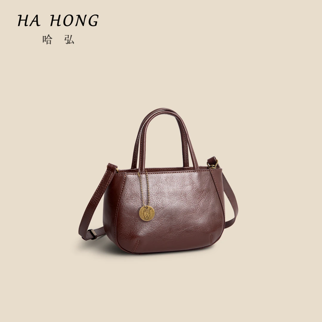 哈弘头层牛皮小方包可单肩可斜挎包真皮包包女款简约复古通勤高级