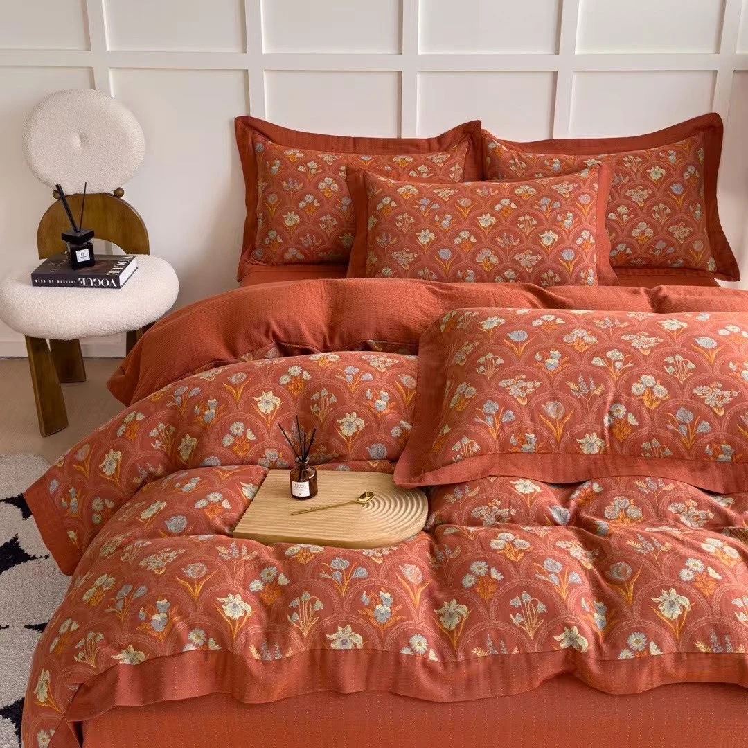 王厂长专属纯棉全棉色织双层纱四件套轻奢双面床上用品