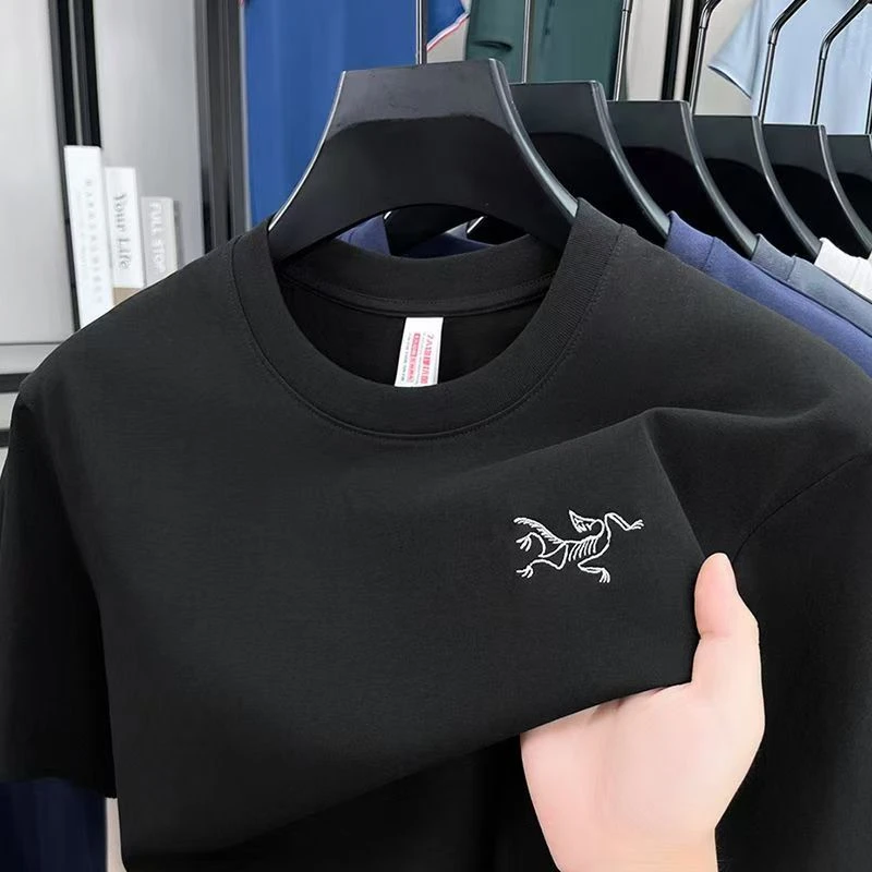【奥莱撤柜】刺绣鸟家男士短袖圆领宽松潮牌纯棉百搭T恤上衣半袖