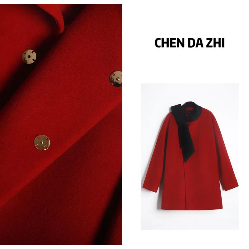 【大只定制】「留洋千金」秋冬厚外套小香风红色冬洋气质2769
