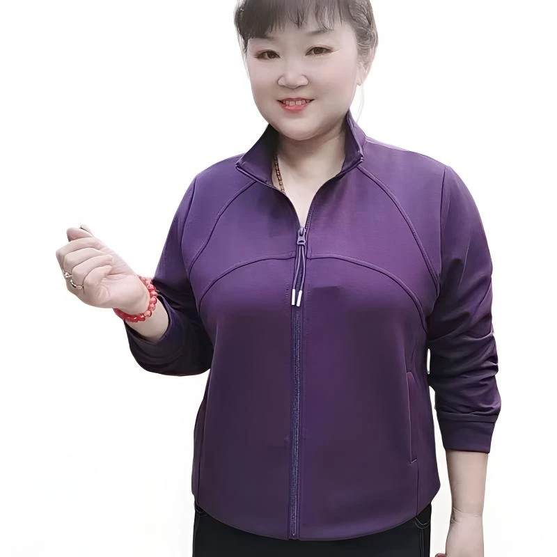春秋立领拉链长袖拼接不起球休闲健身跑步外套显瘦时尚运动女款