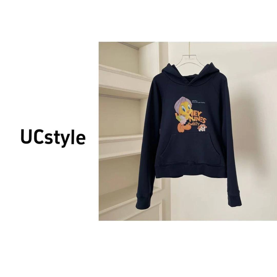 A7300逛街翠迪印花插肩连帽卫衣主播穿S码