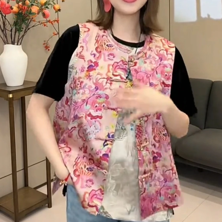 【锦轩】人丝提花高档国风马甲爆款新款国风新中式女装马夹女202