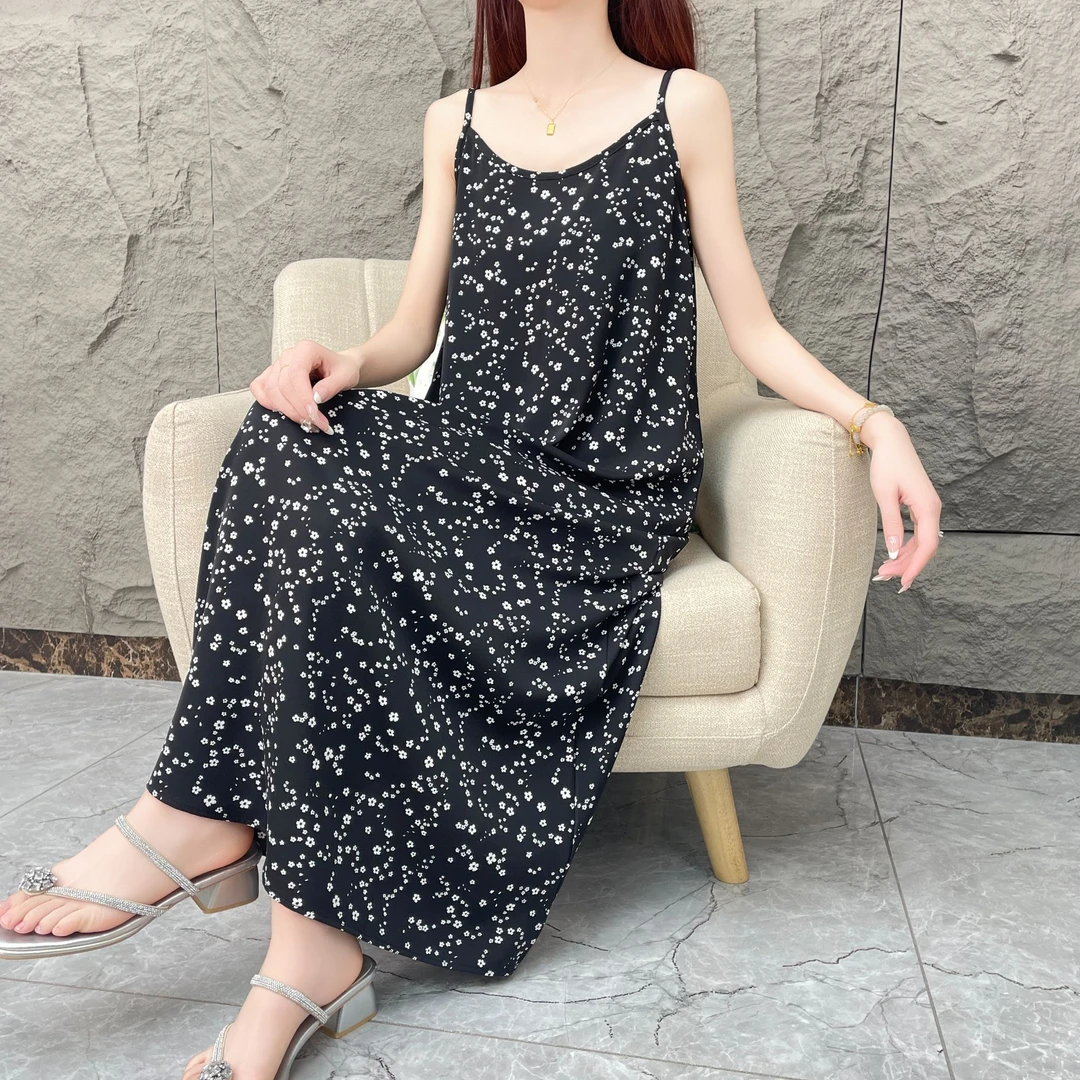 【小雏菊】夏季碎花吊带裙女时尚宽松气质无袖印花打底连衣裙女