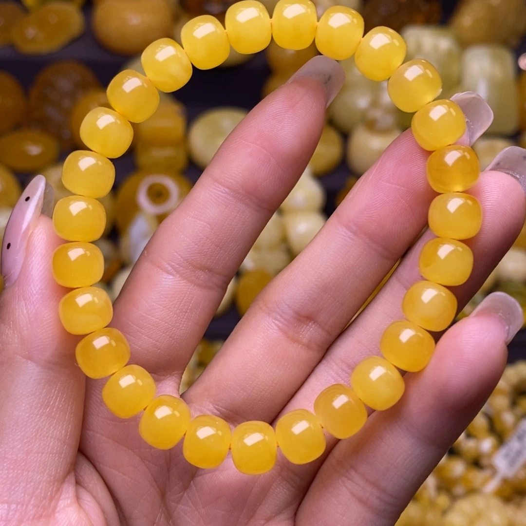 琥珀未镶嵌裸石手串