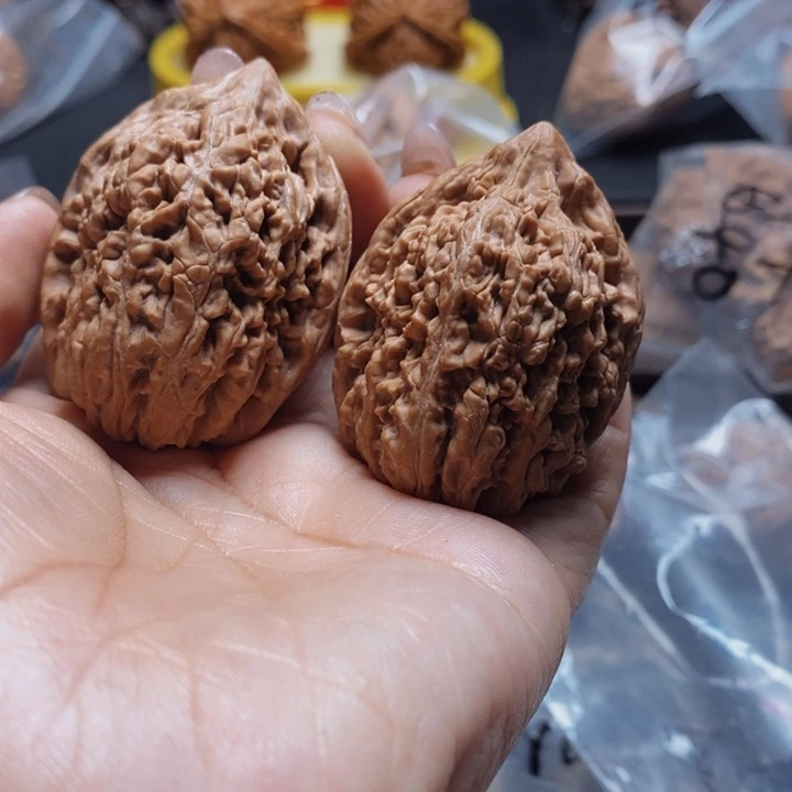 文玩核桃把件龙**下蒜头：边差尺