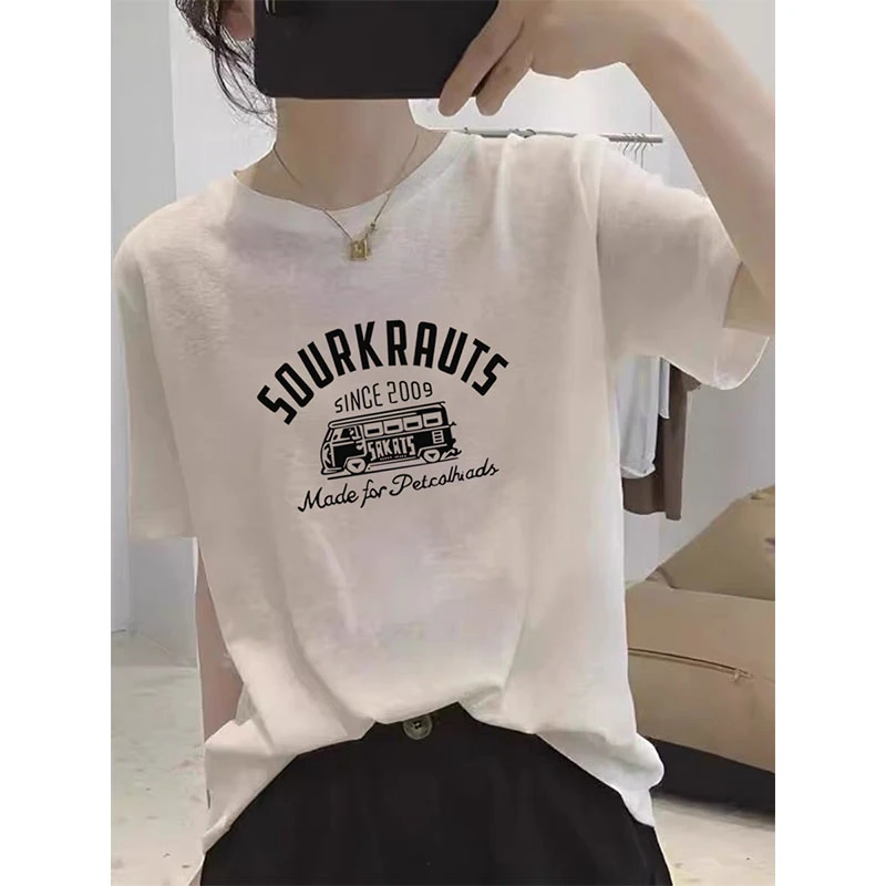 潮牌卡通款圆领雪花棉短袖t恤女夏季外穿直筒型显瘦时尚休闲百搭
