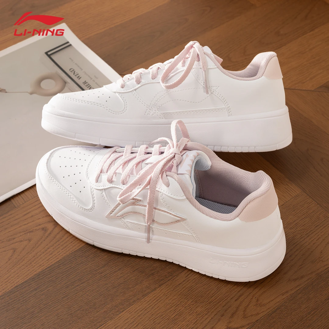 李宁浮舟女鞋板鞋2025夏季时尚潮流百搭板鞋ins粉学生低帮休闲鞋