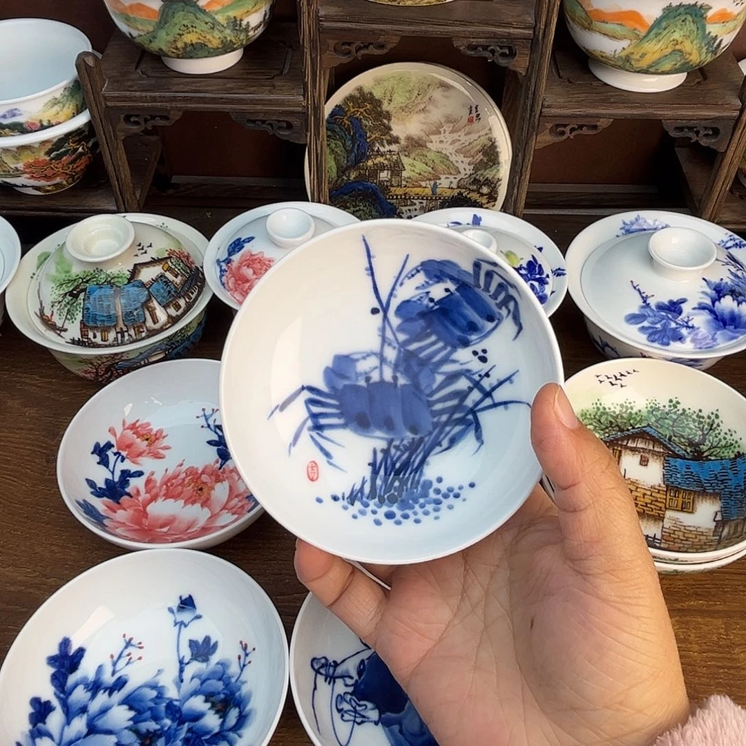 忠意堂釉下彩螃蟹微瑕不退