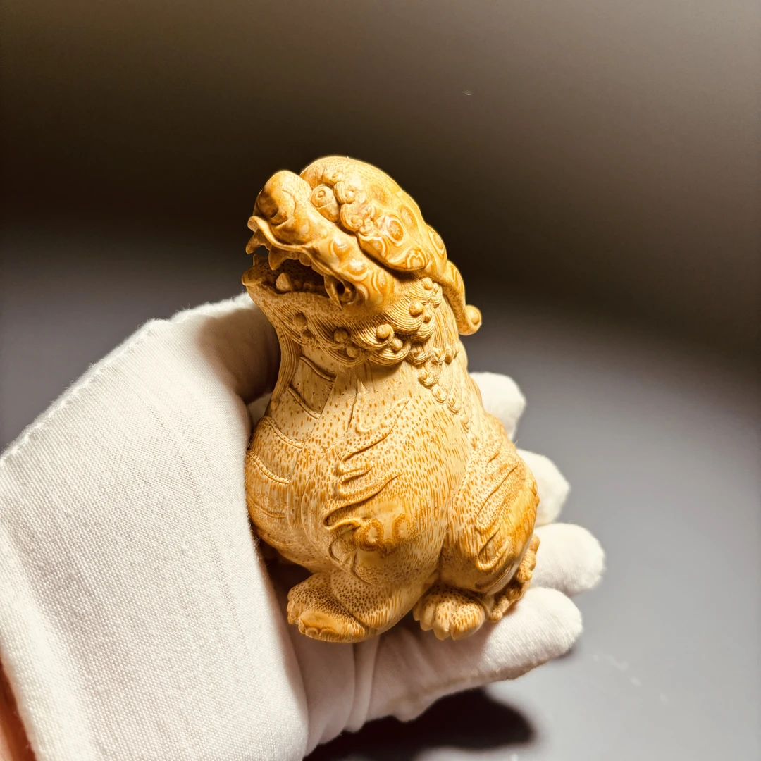 竹根雕精品望天吼手把件手工