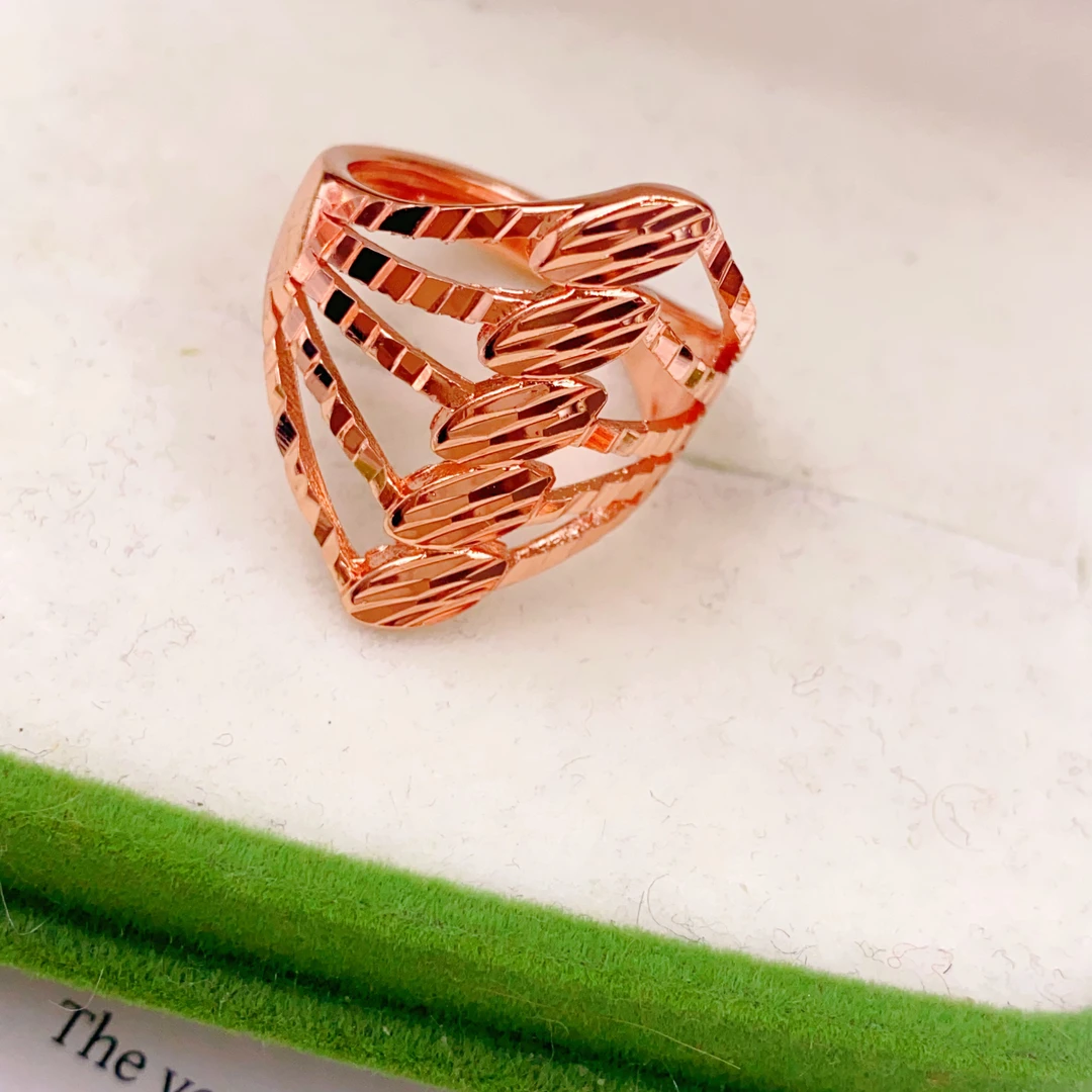 合金玻璃戒指 妈妈款时尚戒指 玫瑰金色可以调节大小