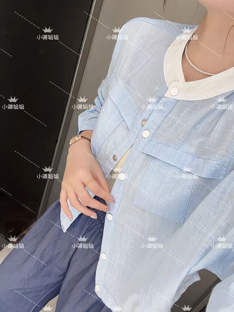 小雅姐姐  韩系文艺风胸前口袋撞色领子设计感外套 IV82